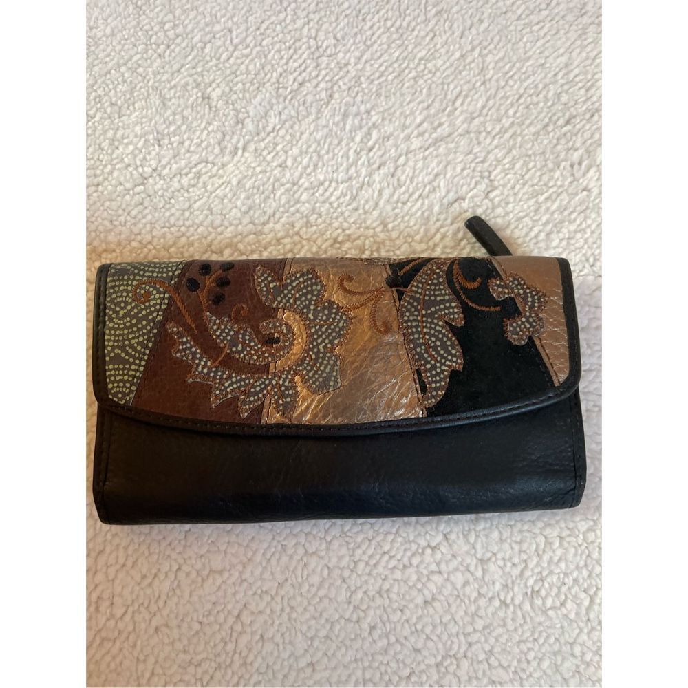 Fossil leather women’s wallet Tru-fold ID credit card, cash, photo, brown 7x3.5.